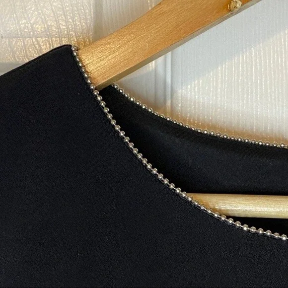Ann Taylor Black Sheath Dress - Size 8 -  Silver beaded embellishments - EUC - Picture 11 of 11